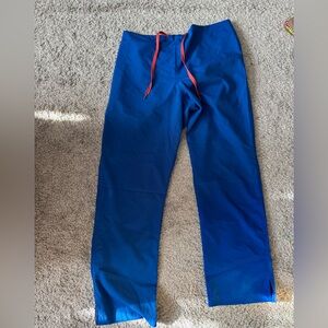 Med Couture Blue Scrub Pants with Red Drawstring